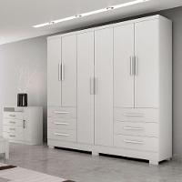 Guarda Roupa Agata 6 Portas 6 Gavetas Com 6 Pés Branco - 1