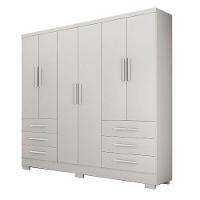 Guarda Roupa Agata 6 Portas 6 Gavetas Com 6 Pés Branco - 3