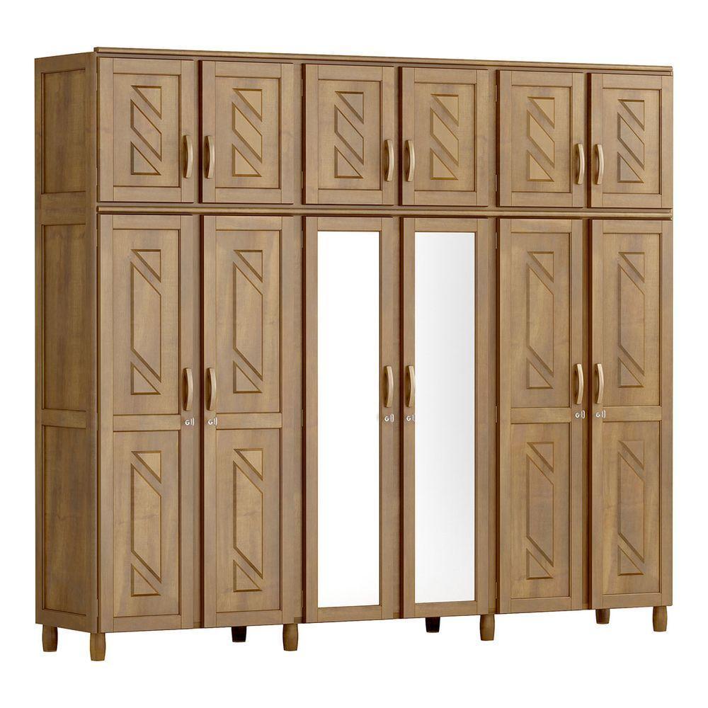 Guarda-roupa 12 Portas Cama Cômoda 6 Gavetas Madeira Imbuia - 5
