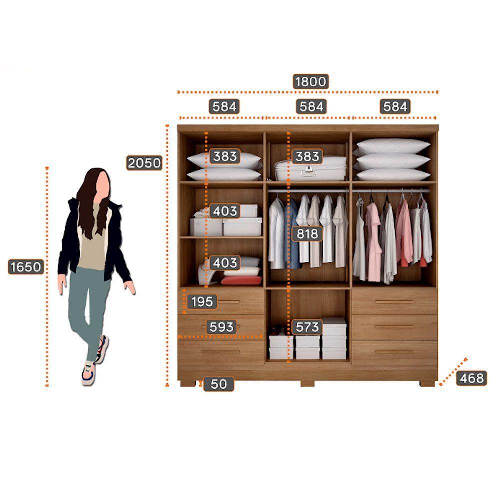 Guarda Roupa Agata 6 Portas 6 Gavetas Com 6 Pés Cumaru - 4
