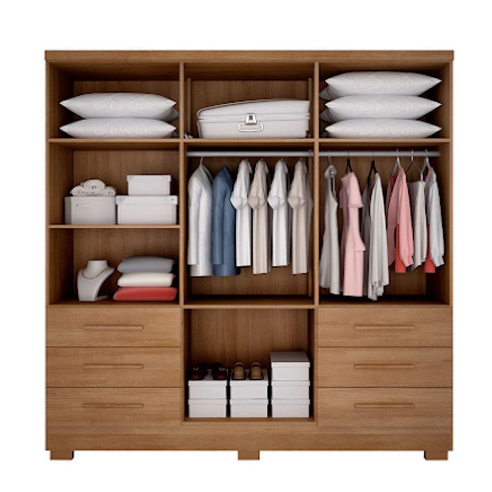Guarda Roupa Agata 6 Portas 6 Gavetas Com Espelho Com 6 Pés Cumaru/fendi - 3