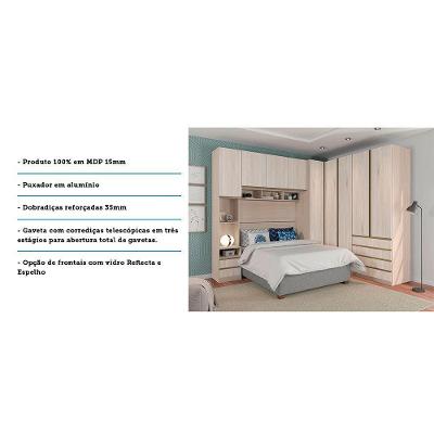 Guarda Roupa Casal de Canto Prime Plus 2 Portas 4 Gavetas Legno Crema