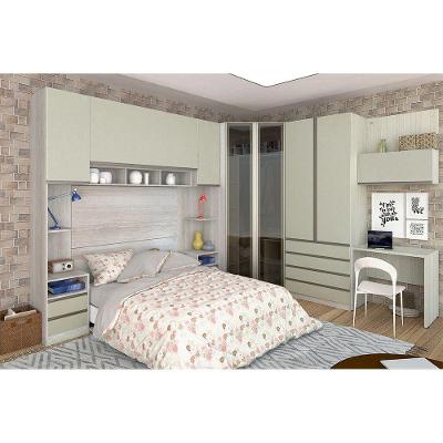Guarda Roupa Casal de Canto Vidro Reflecta com Escrivaninha Legno Crema-Kashmir