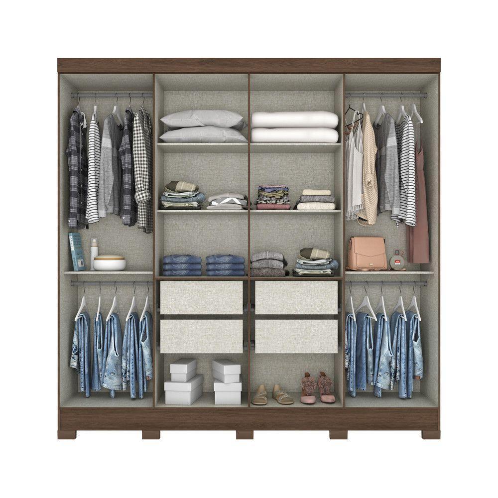 Guarda Roupa Casal 08 Portas 04 Gavetas B51 Briz Castanho Hp - 3