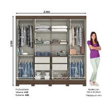 Guarda Roupa Casal 08 Portas 04 Gavetas B51 Briz Castanho Hp - 4