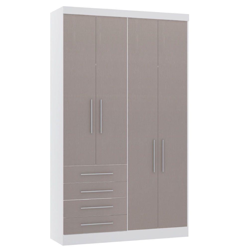 Guarda Roupa Modulado 134,50cm 4 Portas E 4 Gavetas Alpes Luciane Móveis Branco Pf Com Cinammon Pf - 1