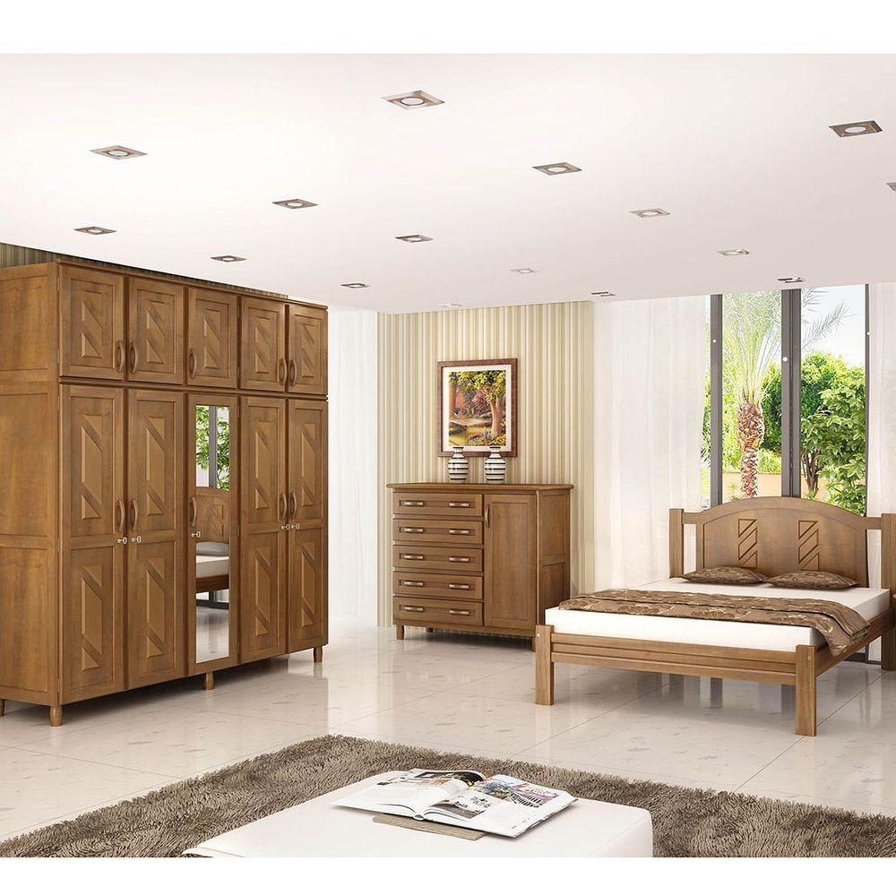 Guarda-roupa 10 Portas Cama Cômoda Sapateira Madeira Imbuia - 1