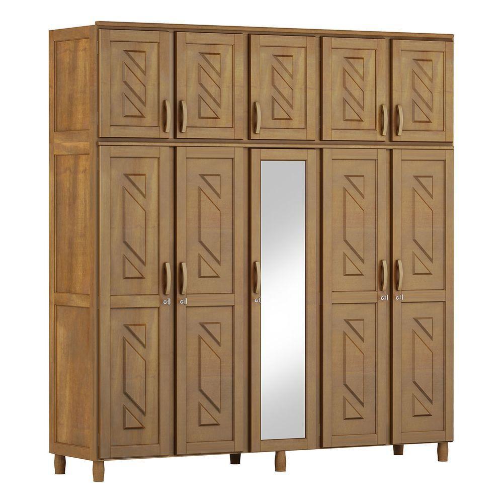 Guarda-roupa 10 Portas Cama Cômoda Sapateira Madeira Imbuia - 7