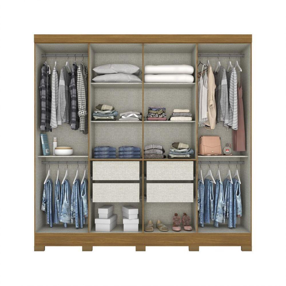 Guarda Roupa Casal 08 Portas 04 Gavetas B51 Briz Nature Com Off White - 3