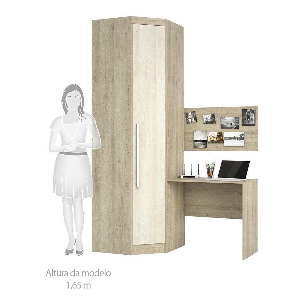 Guarda Roupa 4 Prateleiras C/Escrivaninha E Painel Avelã - 3