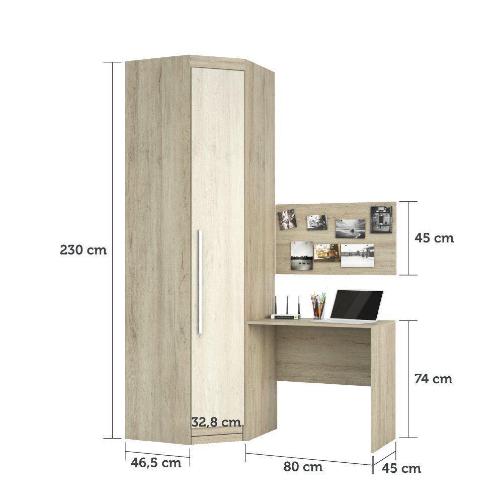 Guarda Roupa 4 Prateleiras C/Escrivaninha E Painel Avelã - 4