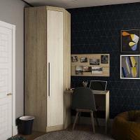 Guarda Roupa 4 Prateleiras C/Escrivaninha E Painel Avelã - 1