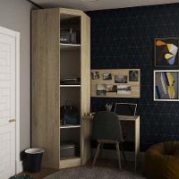 Guarda Roupa 4 Prateleiras C/Escrivaninha E Painel Avelã - 7