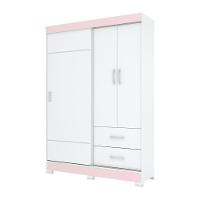 Guarda Roupa Solteiro 03 Portas 02 Gavetas Corba Briz Branco/branco E Rosa Chá Ii - 2