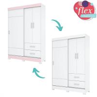 Guarda Roupa Solteiro 03 Portas 02 Gavetas Corba Briz Branco/branco E Rosa Chá Ii - 7