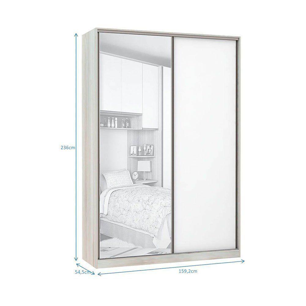 Guarda-roupa 2 Portas De Correr 160Cm Crema Com Branco Mat - 2