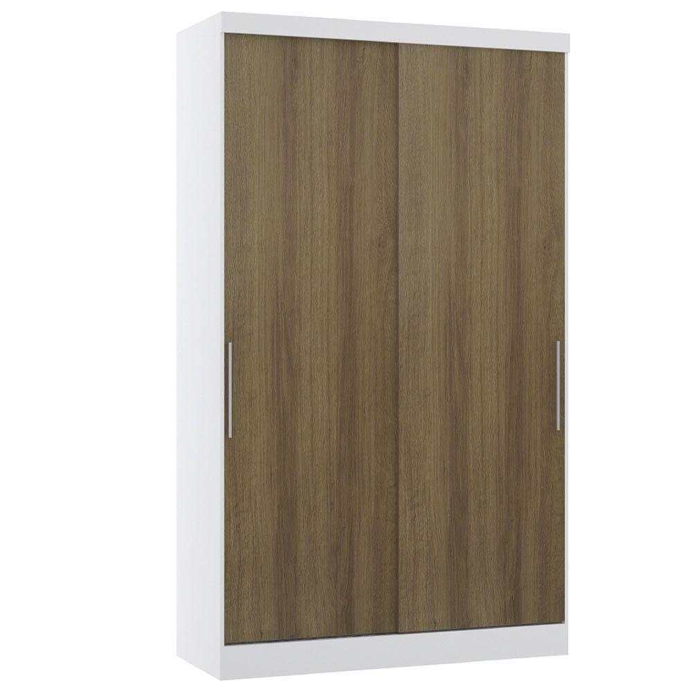 Guarda Roupa Modulado 134,50cm 2 Portas De Correr Alpes Luciane Móveis Branco Pf Com Avelã Pf - 1