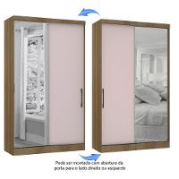 Guarda Roupa Modulado 134,50cm 2 Portas De Correr Com Espelho Paris Avelã Pf Com Rosa Pf - 6