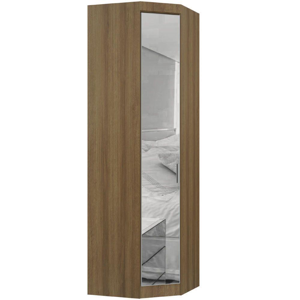 Guarda Roupa De Canto Diagonal Modulado 70cm 1 Porta Com Espelho Paris Luciane Móveis Avelã Pf - 2