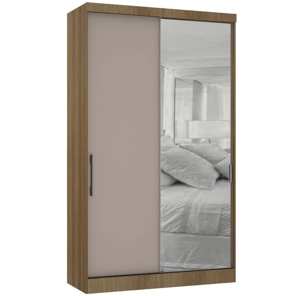 Guarda Roupa Modulado 134,50cm 2 Portas De Correr Com Espelho Paris Avelã Pf Com Cinammon Pf - 3