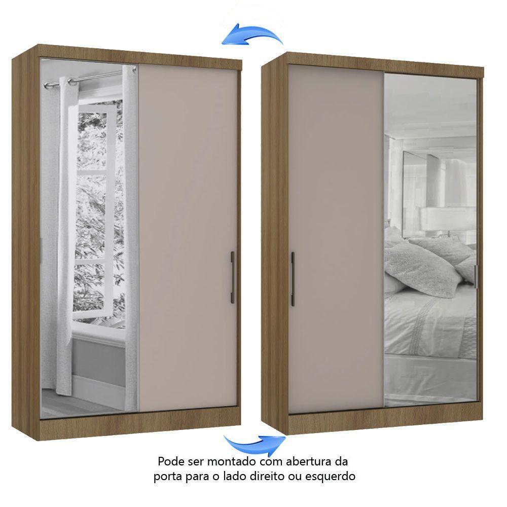 Guarda Roupa Modulado 134,50cm 2 Portas De Correr Com Espelho Paris Avelã Pf Com Cinammon Pf - 10