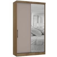 Guarda Roupa Modulado 134,50cm 2 Portas De Correr Com Espelho Paris Avelã Pf Com Cinammon Pf - 2