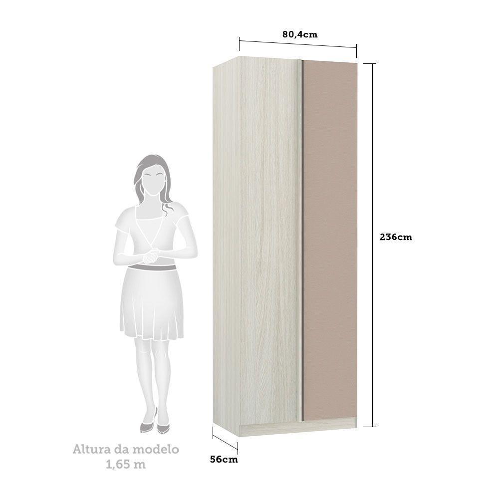 Guarda-roupa Canto 1 Porta 80 Cm Legno Crema Com Connect - 2