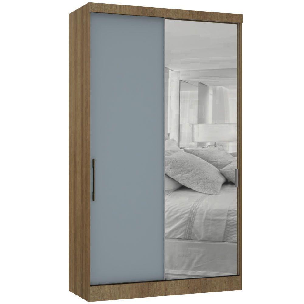 Guarda Roupa Modulado 134,50cm 2 Portas De Correr Com Espelho Paris Avelã Pf Com Grey Sky Pf - 2
