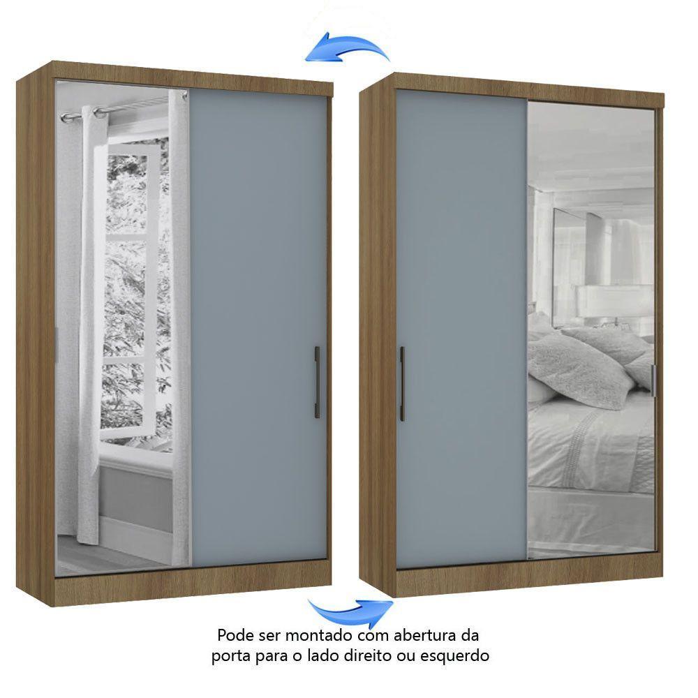 Guarda Roupa Modulado 134,50cm 2 Portas De Correr Com Espelho Paris Avelã Pf Com Grey Sky Pf - 9