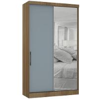 Guarda Roupa Modulado 134,50cm 2 Portas De Correr Com Espelho Paris Avelã Pf Com Grey Sky Pf - 2