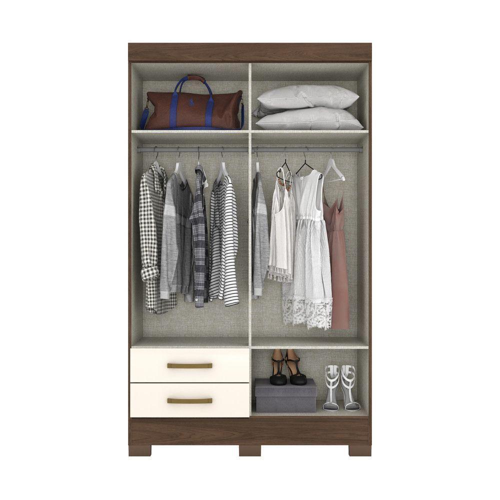 Guarda-roupa Solteiro 04 Portas 02 Gavetas Fabuloso Briz Castanho Off White - 3