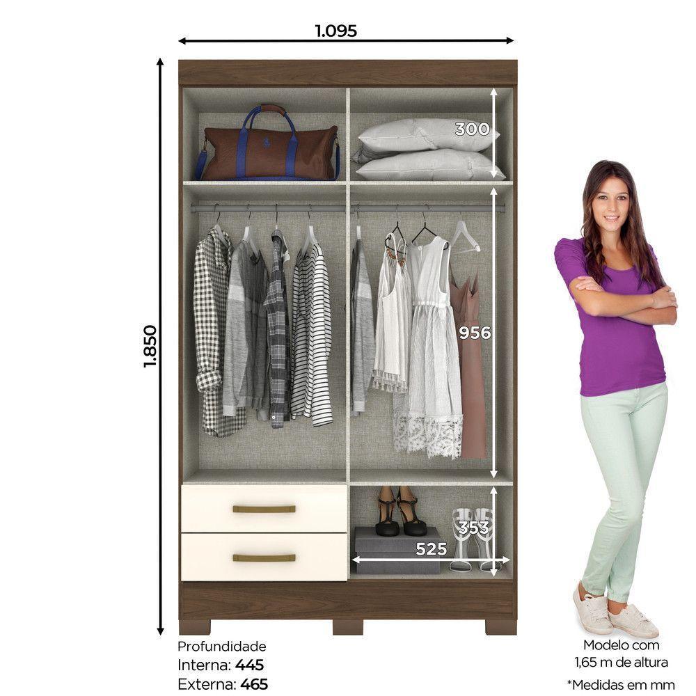 Guarda-roupa Solteiro 04 Portas 02 Gavetas Fabuloso Briz Castanho Off White - 4