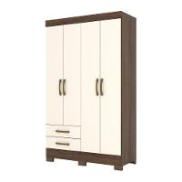 Guarda-roupa Solteiro 04 Portas 02 Gavetas Fabuloso Briz Castanho Off White - 2