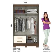 Guarda-roupa Solteiro 04 Portas 02 Gavetas Fabuloso Briz Castanho Off White - 4