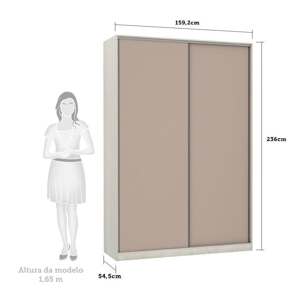 Guarda-roupa 2 Portas De Correr 160Cm Crema Com Connect - 2