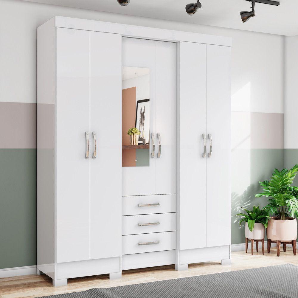 Guarda Roupa Casal 06 Portas 03 Gavetas Mentor Briz Branco - 1