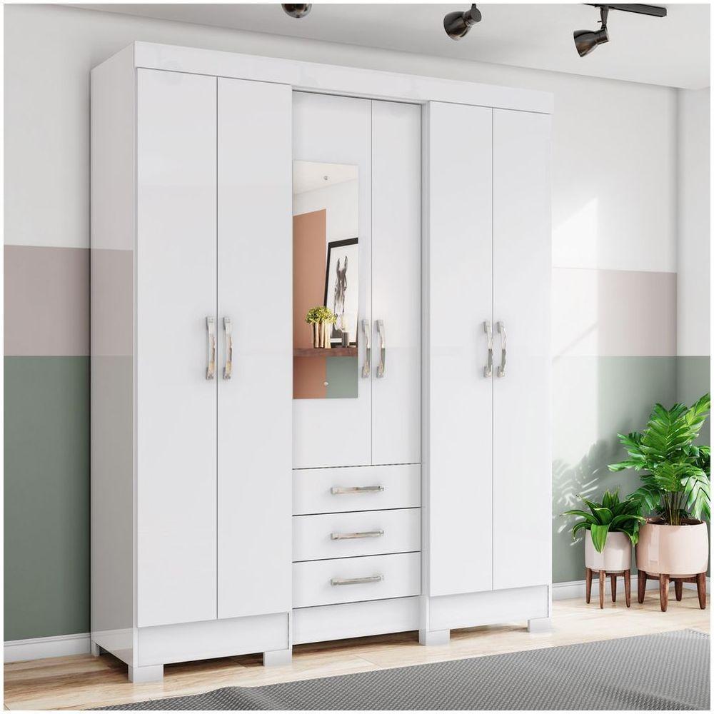 Guarda Roupa Casal 06 Portas 03 Gavetas Mentor Briz Branco - 2