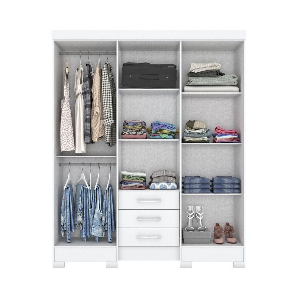 Guarda Roupa Casal 06 Portas 03 Gavetas Mentor Briz Branco - 9