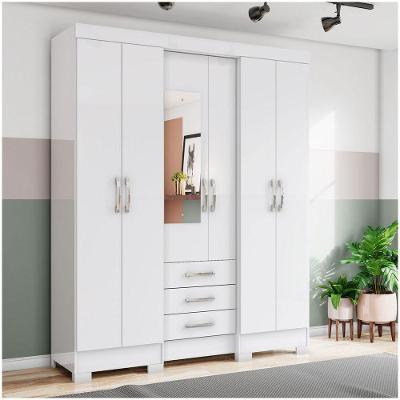 Guarda Roupa Casal Mentor 6 Portas Bater 3 Gavetas Branco