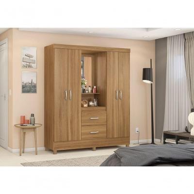 Guarda Roupa Casal Ravenna 4 Portas 2 Gavetas Amendola MDP Demóbile