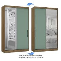 Guarda Roupa Modulado 134,50cm 2 Portas De Correr Com Espelho Paris Avelã Pf Com Verde Pf - 10