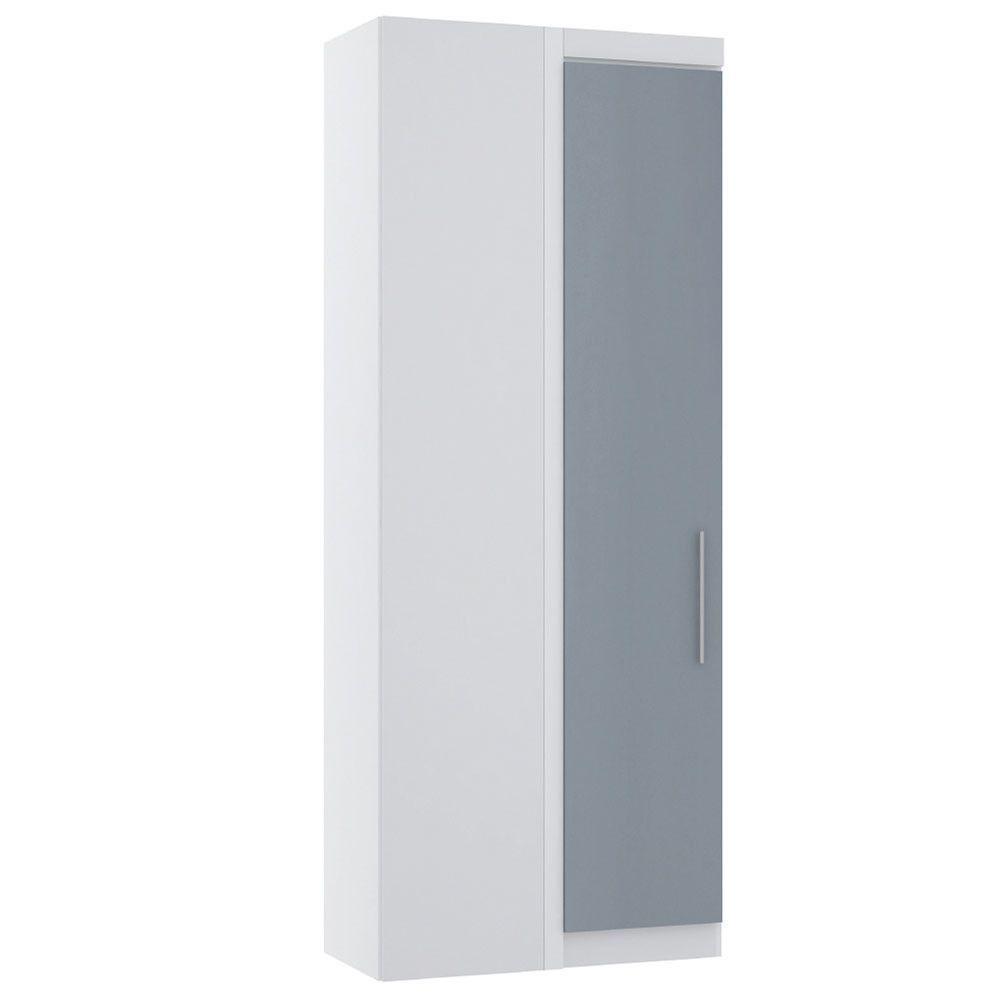 Guarda Roupa De Canto Reto Modulado 90cm 1 Porta Alpes Luciane Móveis Branco Pf Com Grey Sky Pf - 1