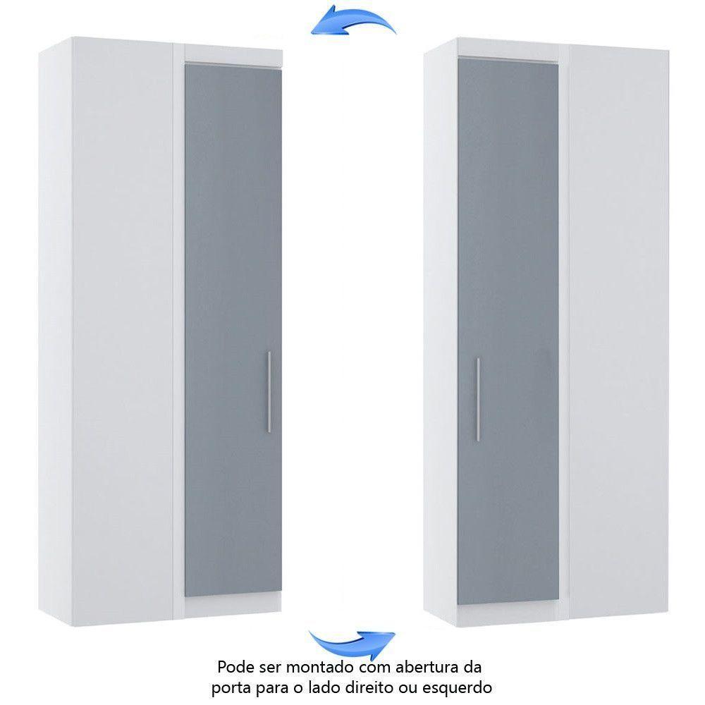 Guarda Roupa De Canto Reto Modulado 90cm 1 Porta Alpes Luciane Móveis Branco Pf Com Grey Sky Pf - 5