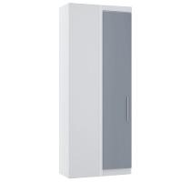 Guarda Roupa De Canto Reto Modulado 90cm 1 Porta Alpes Luciane Móveis Branco Pf Com Grey Sky Pf - 1