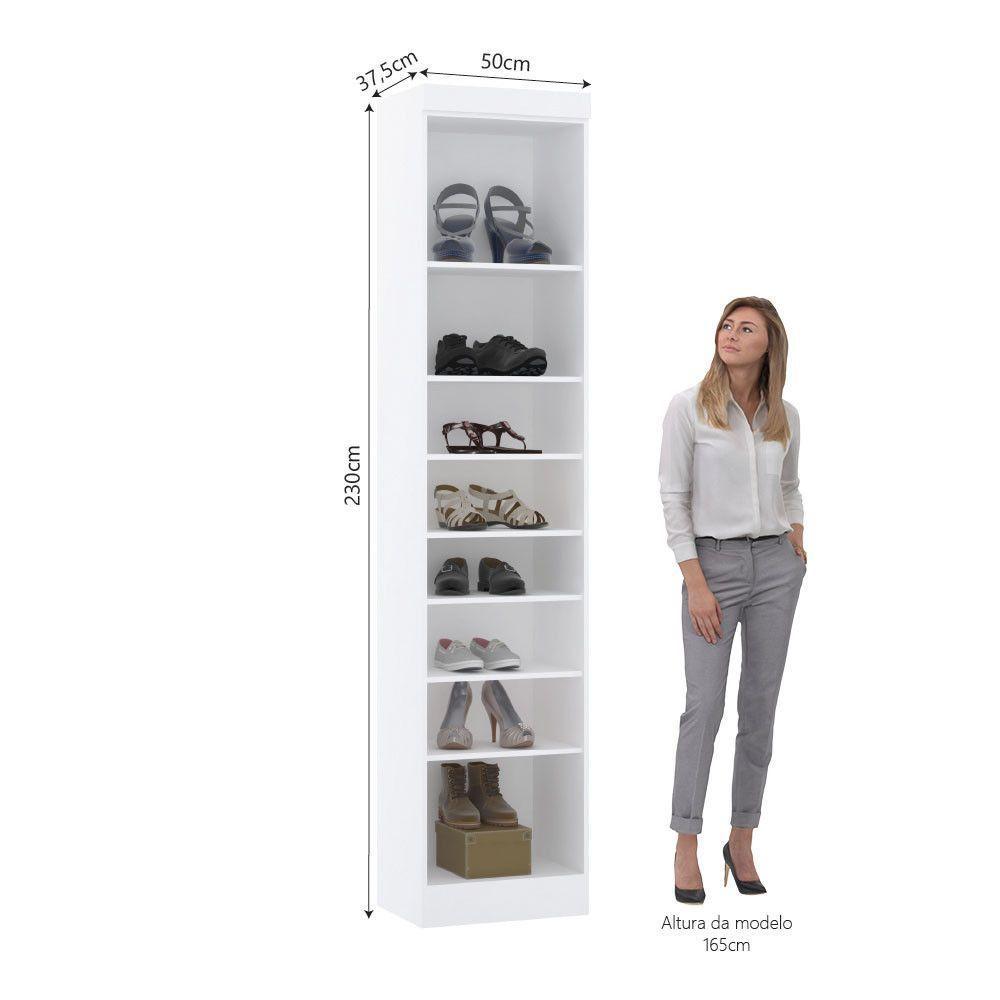 Guarda Roupa Sapateira Modulado 50cm 1 Porta Alpes Luciane Móveis Branco Pf Com Rosa Pf - 3