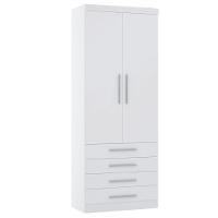 Guarda Roupa Modulado 90cm 2 Portas E 4 Gavetas Alpes Luciane Móveis Branco Pf Com Branco Pf - 1