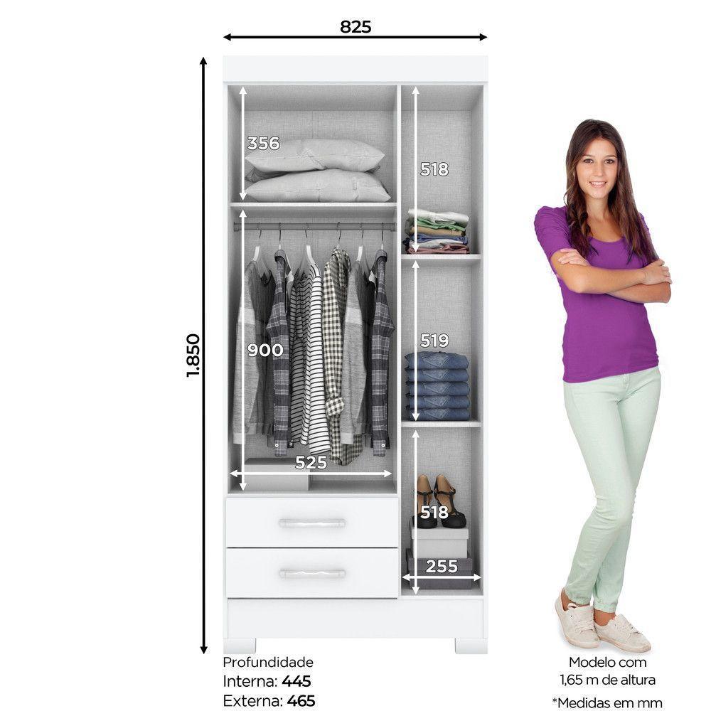 Guarda-roupa Solteiro 03 Portas 02 Gavetas Sensi Briz Branco/branco E Rosa Chá Ii - 8