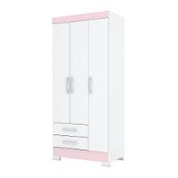 Guarda-roupa Solteiro 03 Portas 02 Gavetas Sensi Briz Branco/branco E Rosa Chá Ii - 3
