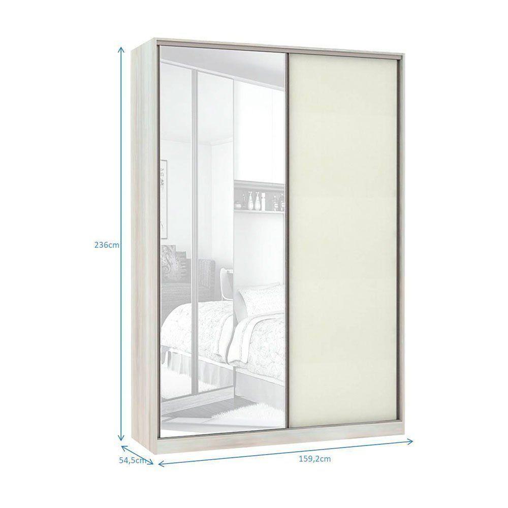 Guarda-roupa 2 Portas De Correr 160Cm Crema Com Kashmir - 2