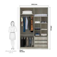 Guarda-roupa 2 Portas De Correr 160 Cm Legno Crema Com Gaia - 2